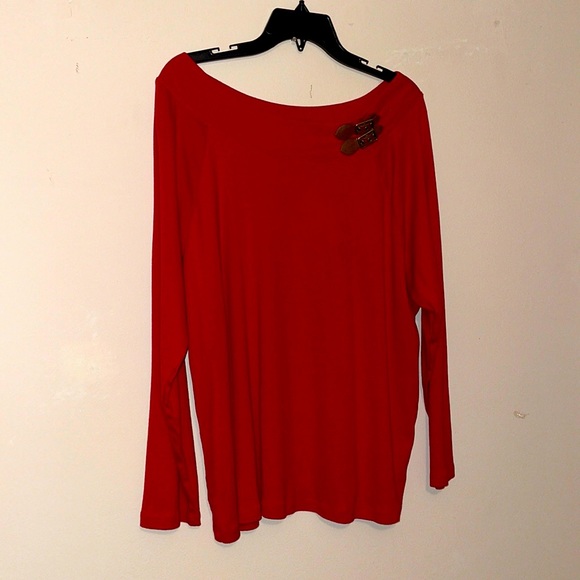Lauren Ralph Lauren Tops - Ralph Lauren Red Long Sleeved Boat Neck Top Size 2X